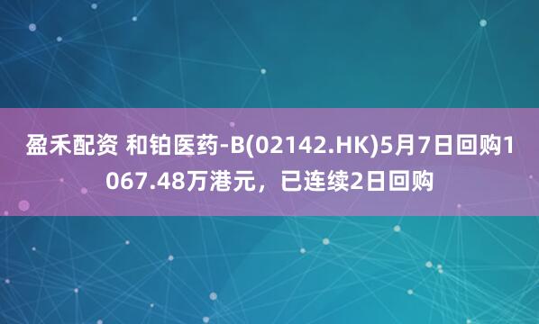 盈禾配资 和铂医药-B(02142.HK)5月7日回购1067.48万港元，已连续2日回购